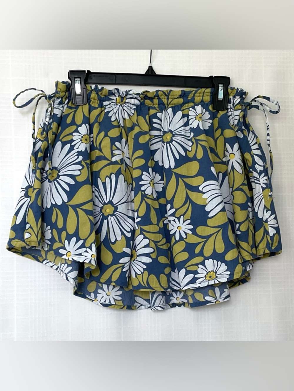aerie Blue Floral skirt with Olive Green Leaves